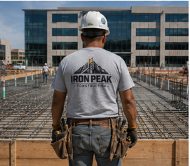 IronPeak Construction jobsite in front of a commercial building